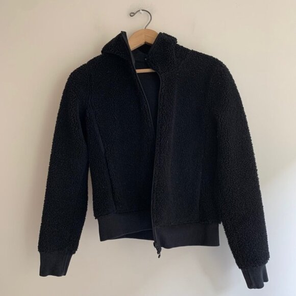Uniqlo Women's Teddy Sherpa Hoodie Sweater Zip-up Zipper Front Black Size XS - Picture 6 of 10